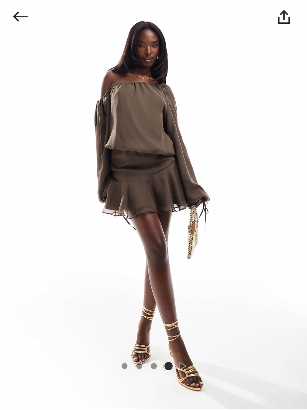 ASOS Olive Off-Shoulder Mini Skirt Set